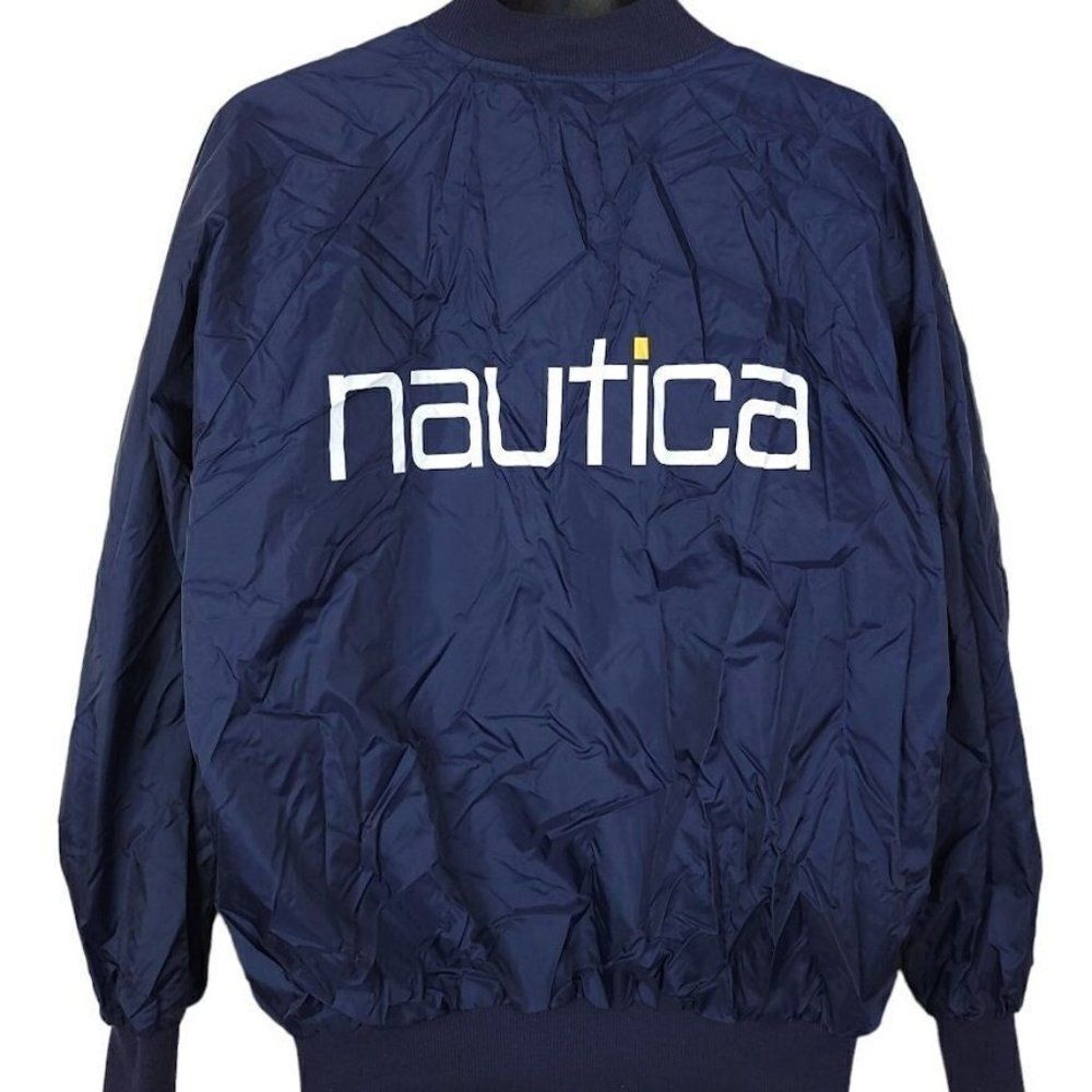 Nautica Satin Bomber Jacket Vintage 90s Streetwear Spell Out Mens Size Large